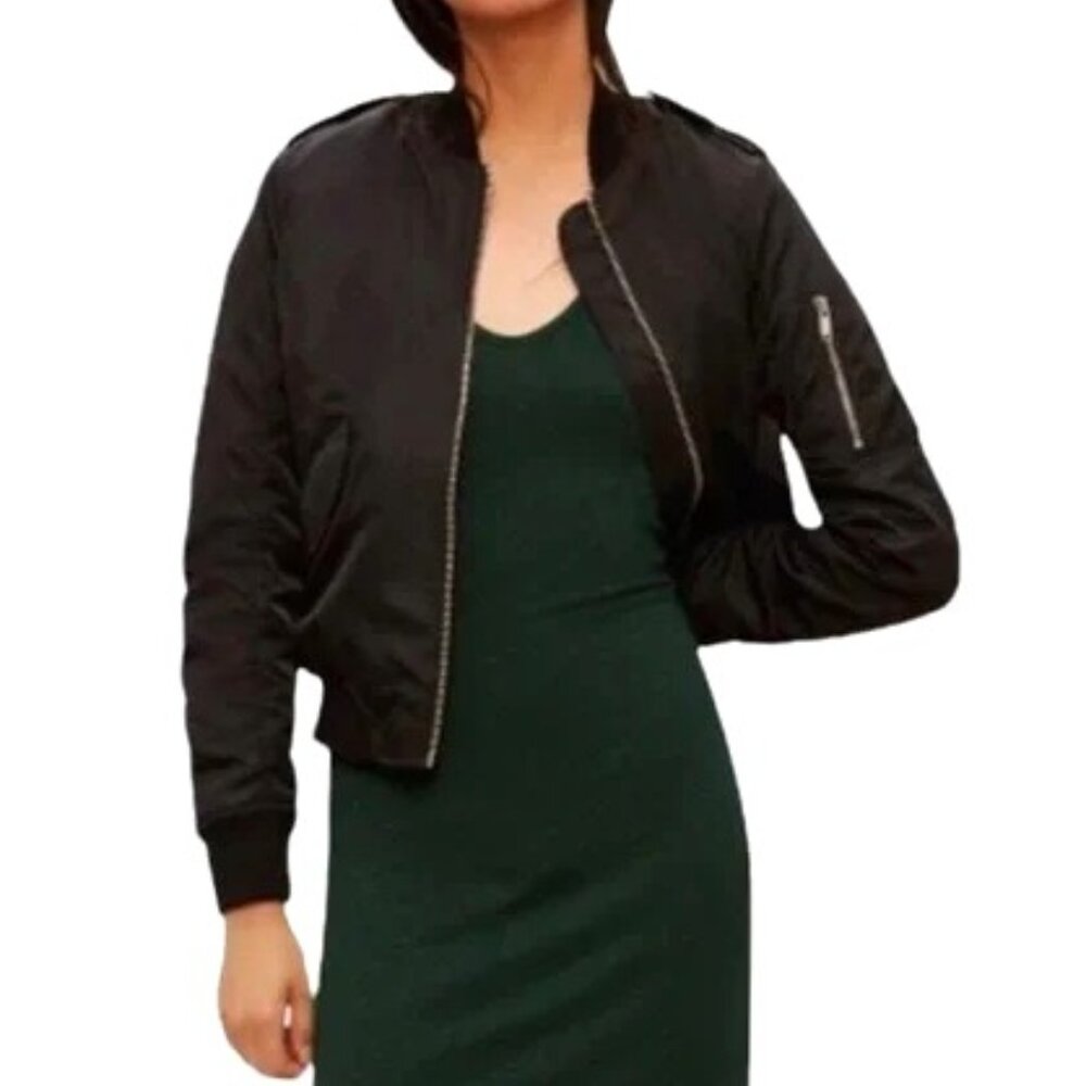 GOLDEN by TNA Black Bomber Jacket Size
